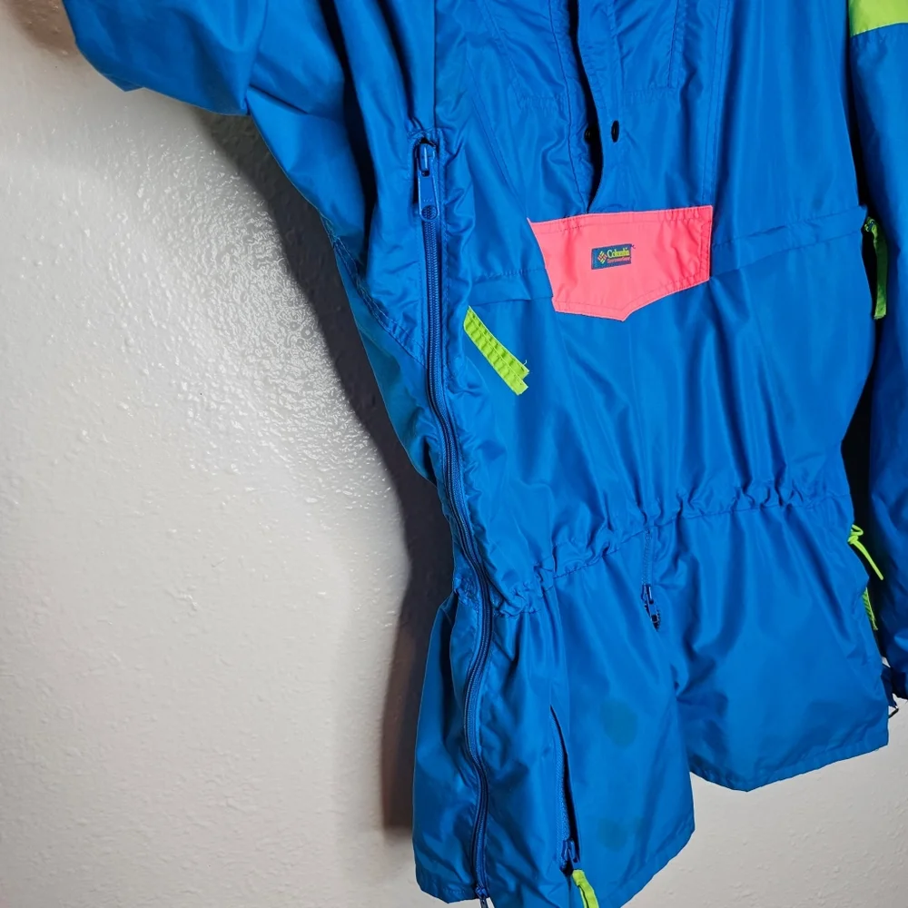 Vintage 90' Columbia Colorblock Neon Jacket Male's Size XL - Picture 5 of 13
